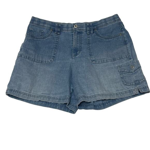 Gloria Vanderbilt Sienna Jean Shorts, Cargo Snap Pocket, Light Wash Missy Size 8 - Picture 1 of 8